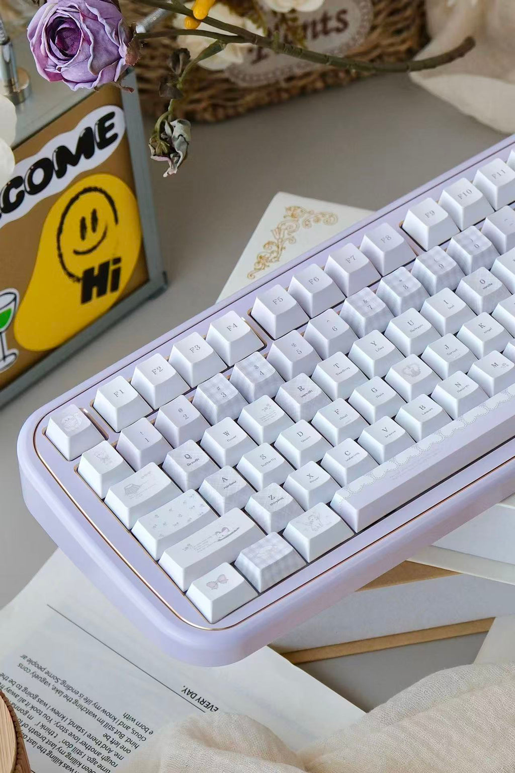 Meow Meow Hymn Keycaps In Protein Purple And Lavenderelegant