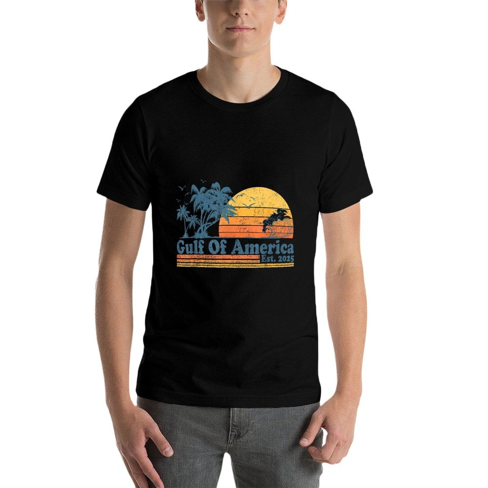 Gulf of US America Est 2025 Retro Vintage Beach Men Women Wrinkle-resistant T-Shirt