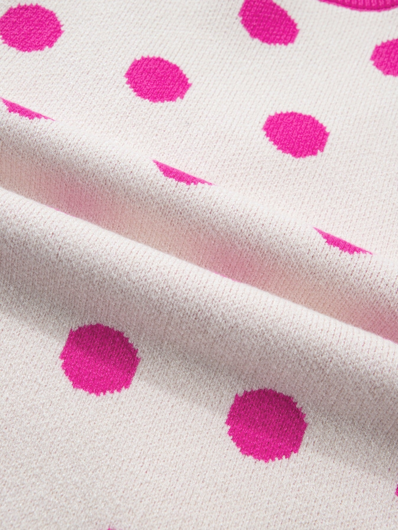Polka Dot Puff Short Sleeve Sweater Top