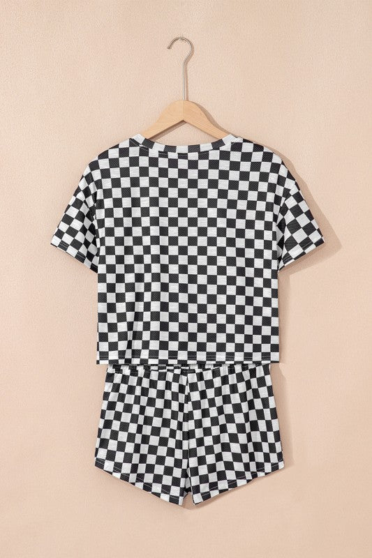 Checker T-Shirt & High Waist Skort Set