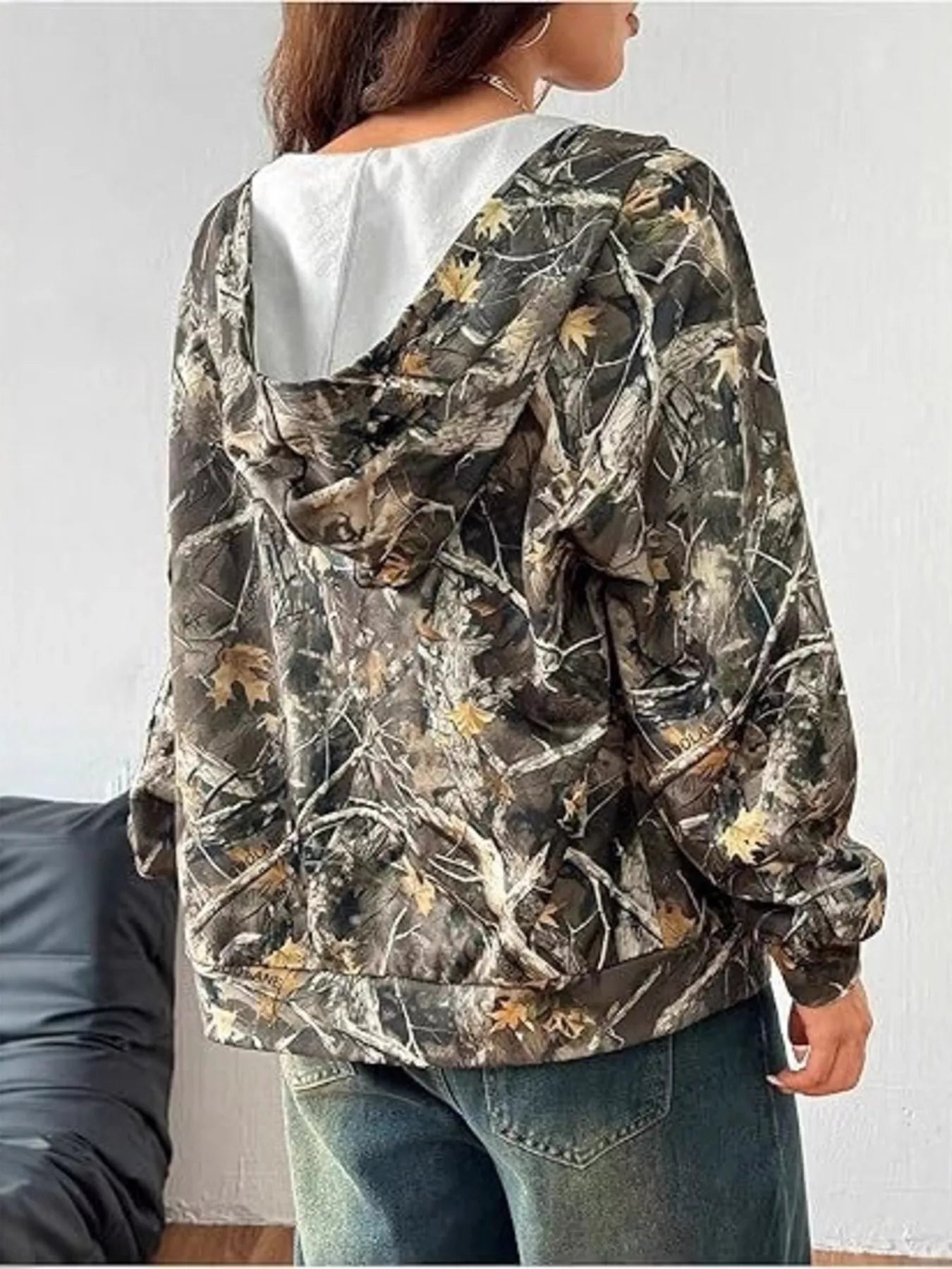 Vintage Printed Zip-Up Hoodie