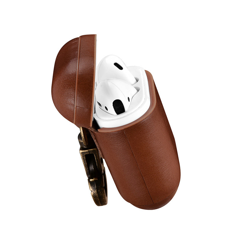 Genuine Leather Wireless Earbud Case With Loop Closure