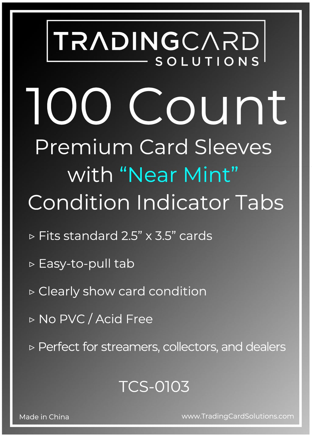 Premium Card Sleeves with 20mm Pull Tabs - Condition Indicators (100 Count)