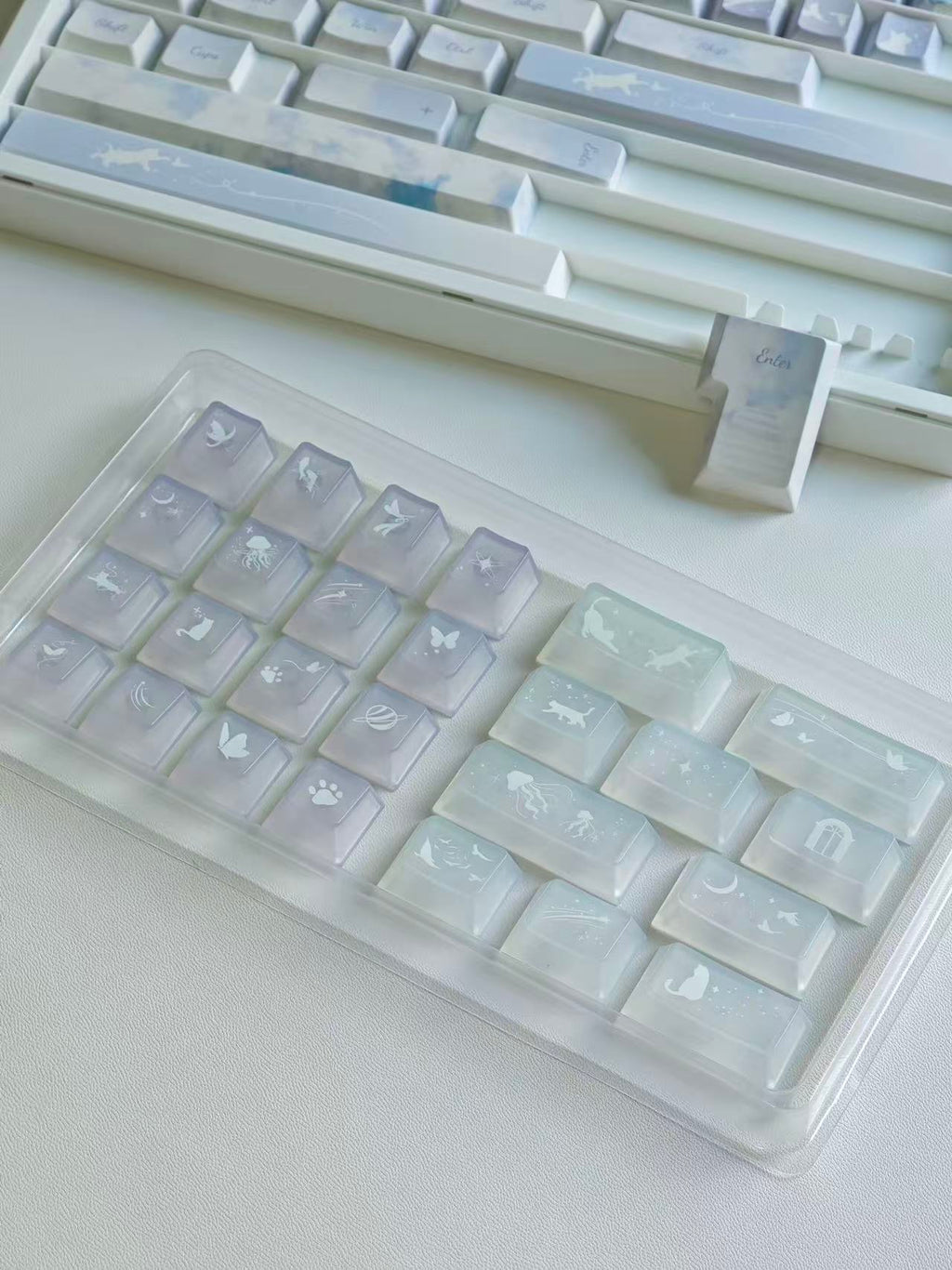 Blue Purple PC Fog-transparent Keycaps