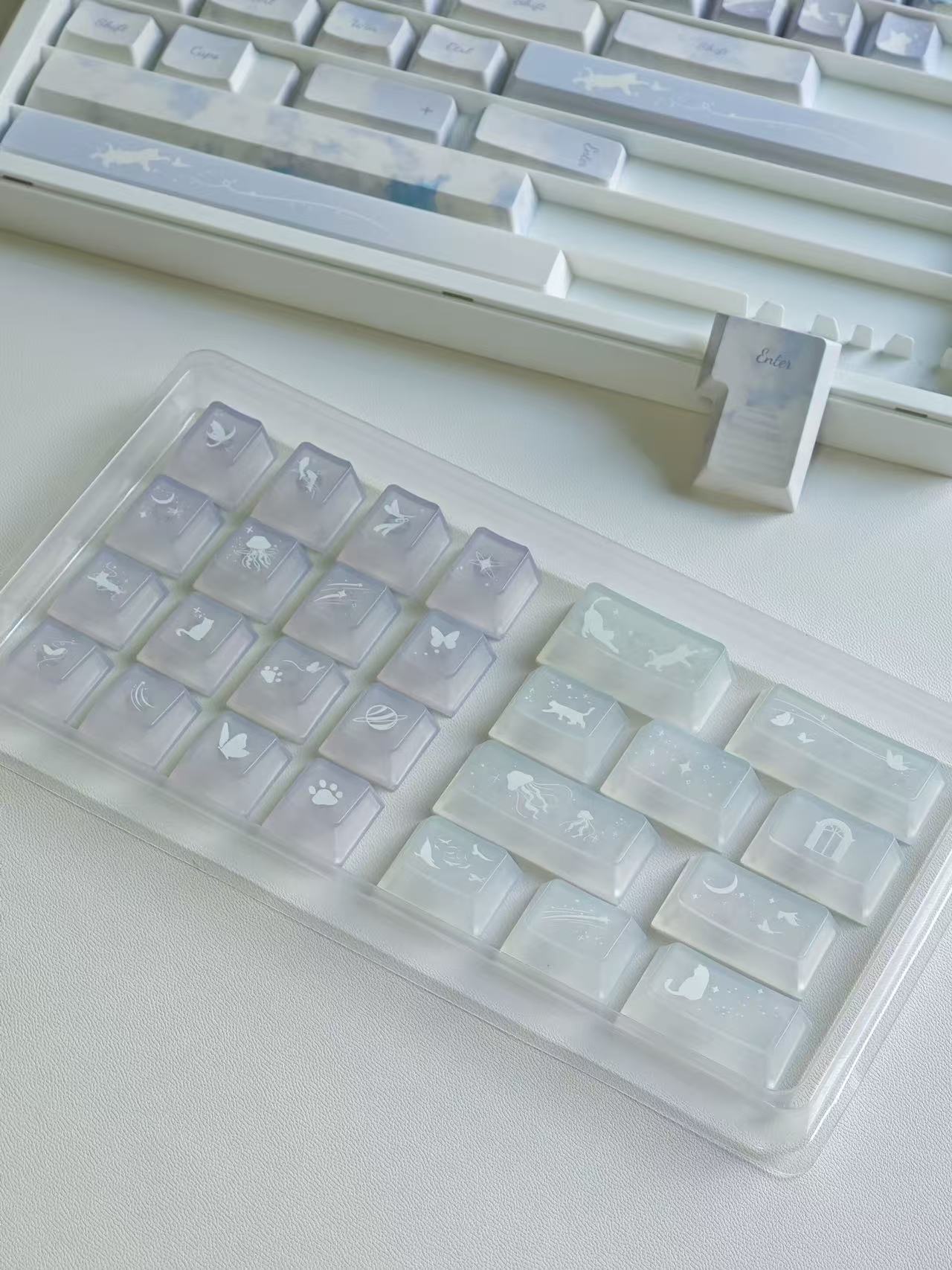 Blue Purple PC Fog-transparent Keycaps