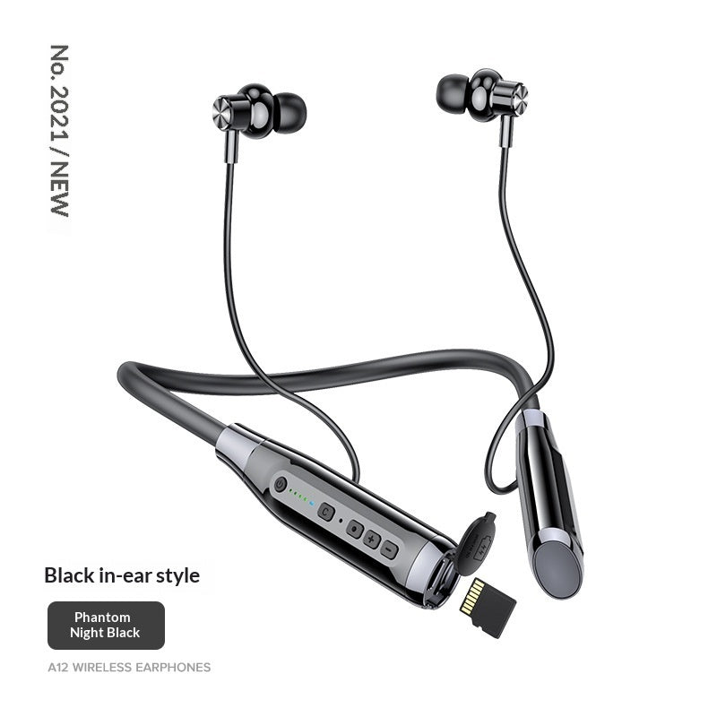 Ultra-long Standby Wireless Neckband Bluetooth Earphones With A Card Slot