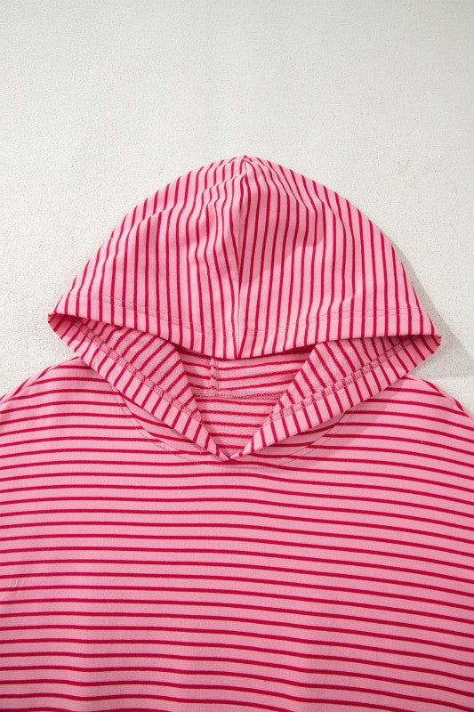 Stripe Thumbhole Sleeve Side Slit Hoodie