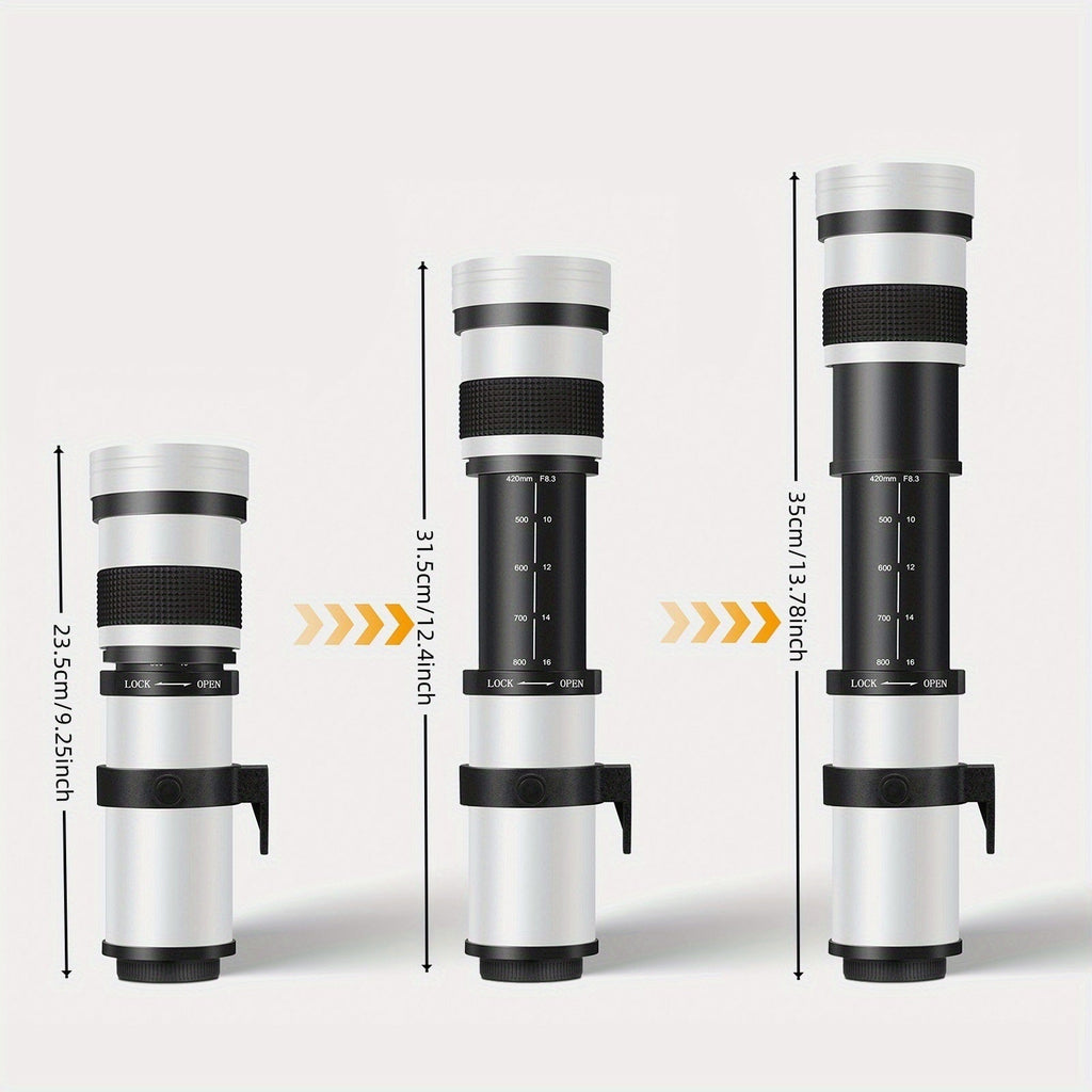420 to 800mm Telephoto Zoom Lens For DSLR And Mirrorless Cameras