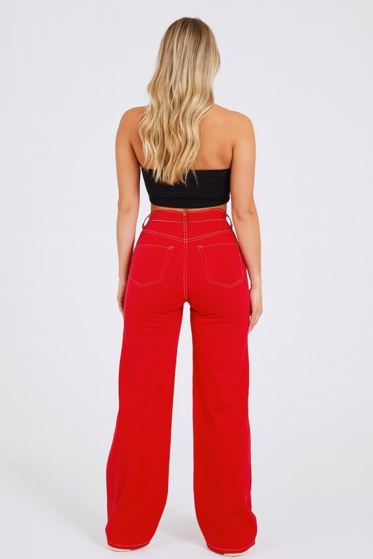 Wide Leg Jean in Red