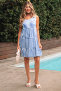 Stripe Scoop Neck Sleeveless Mini Dress
