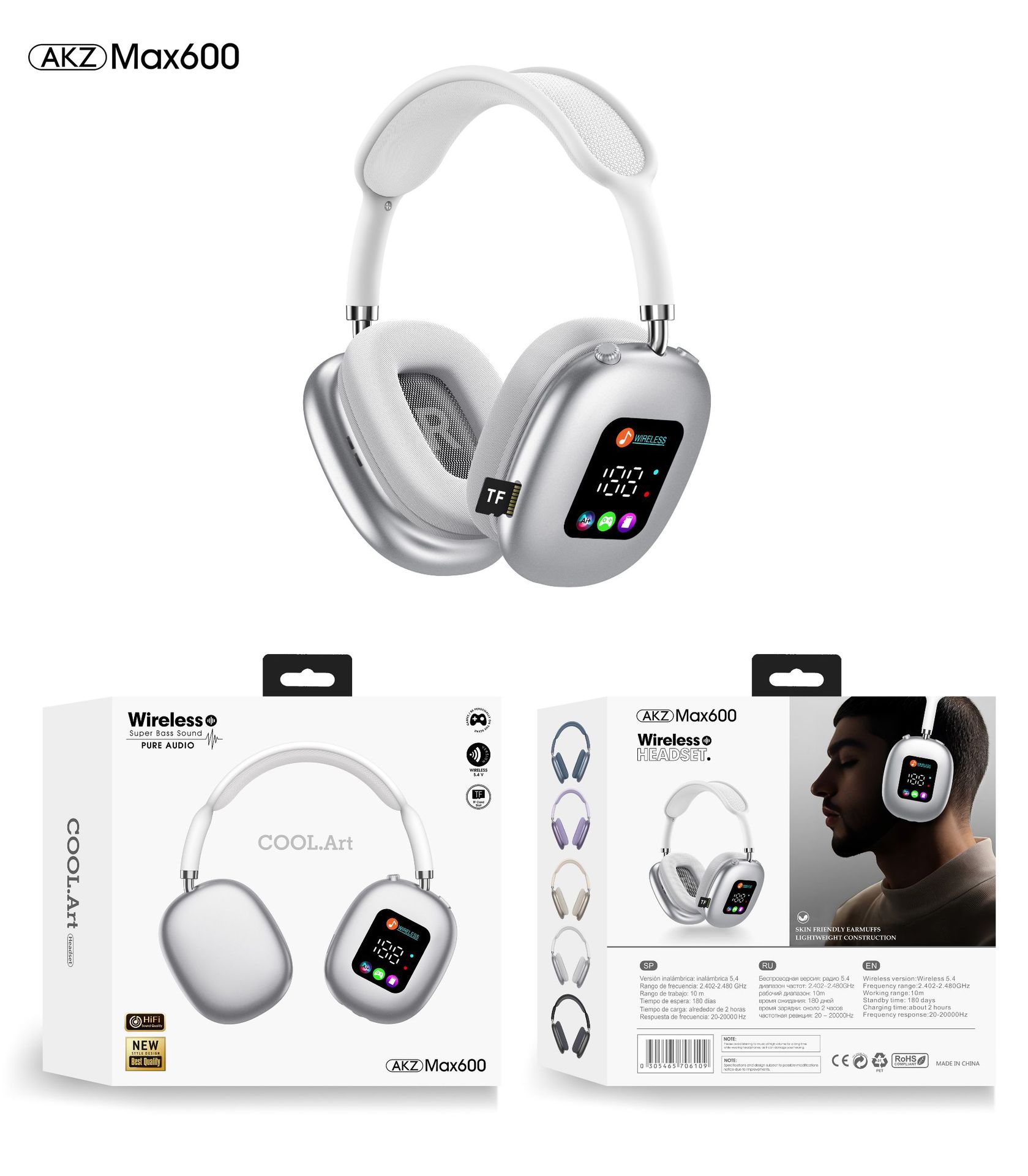 MAX600 Private-Model New Wireless Bluetooth Headset With Digital Display Screen