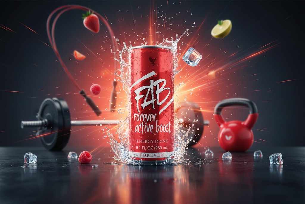 Forever FAB a delicious mild berry flavor and is made with a combination of B vitamins and guarana provides fast energy 8.4 fl.oz. (12 cans).