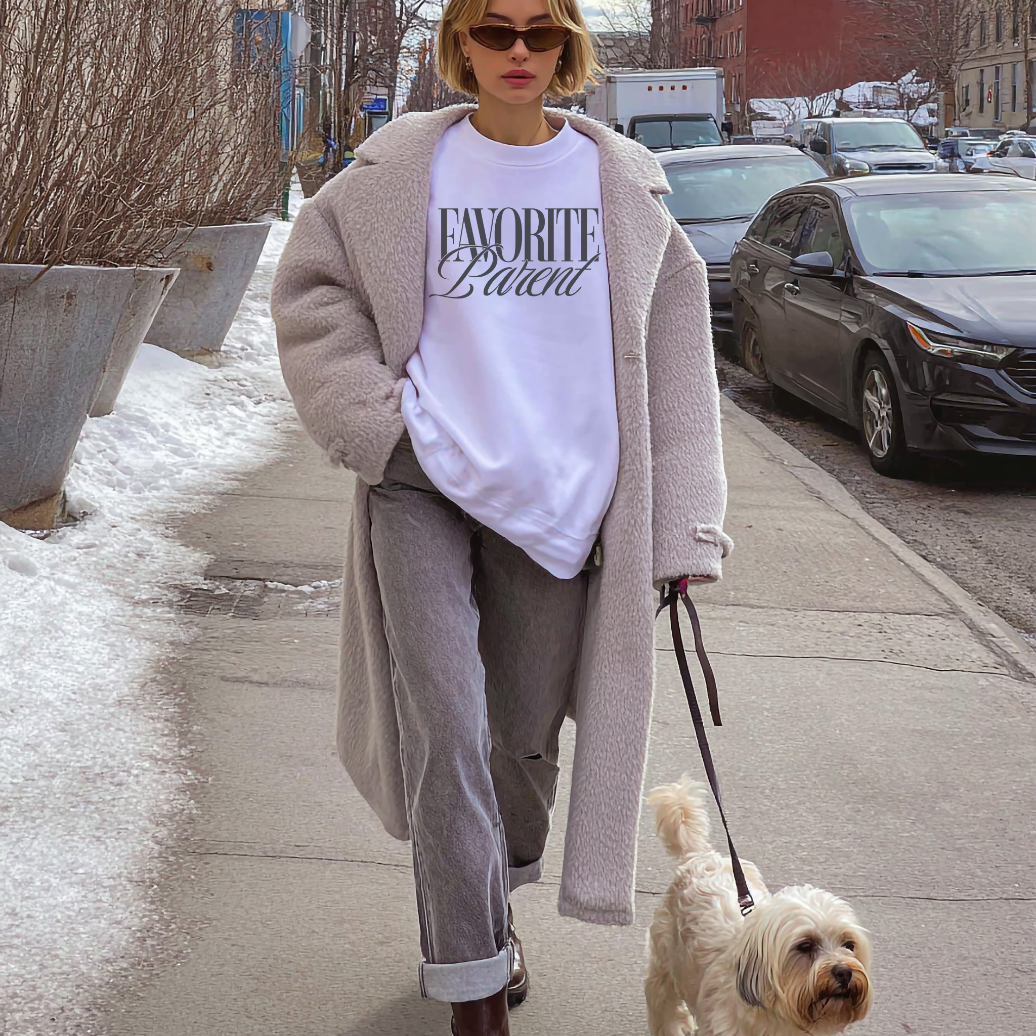 Favorite Parent Crewneck Sweatshirt – Funny Minimalist Graphic Pullover