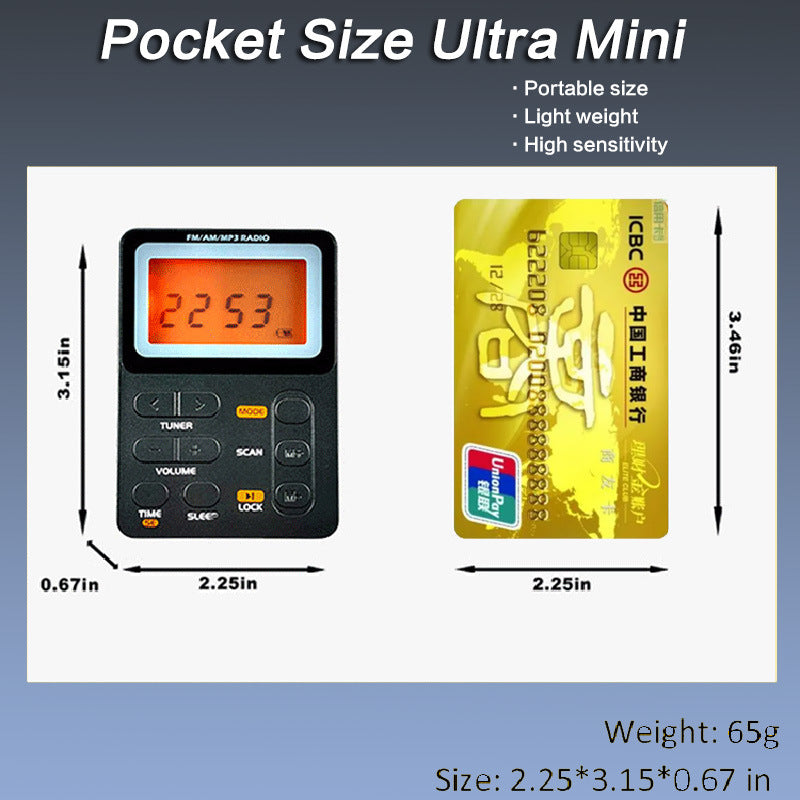 Mini 600mAh Built In AMFMTF Card MP3 Stereo Pocket Radio