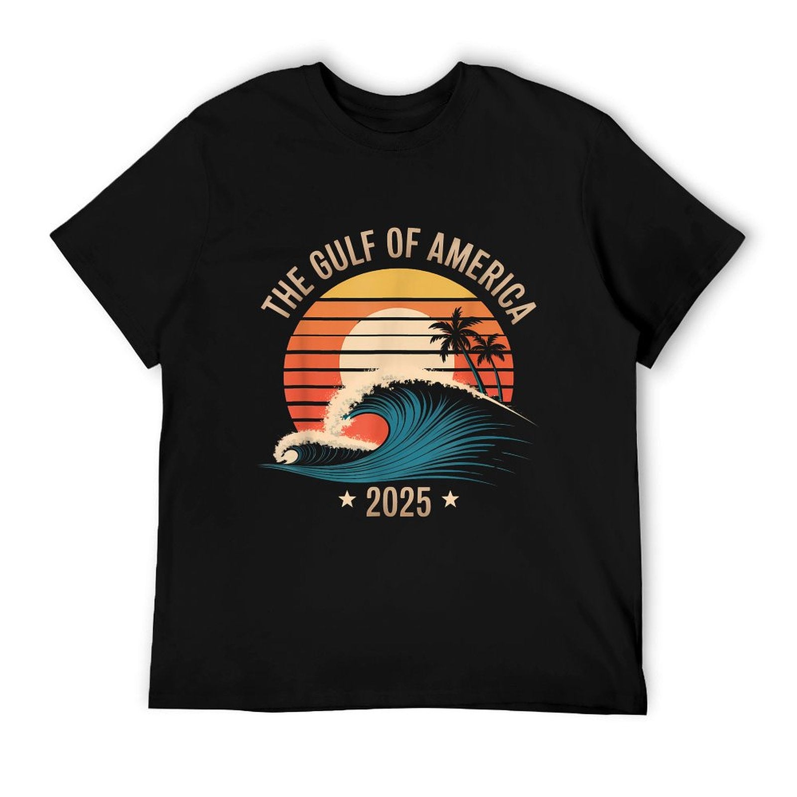 Gulf Of US America Vintage Sunset Flag Retro 2025 Durable T-Shirt