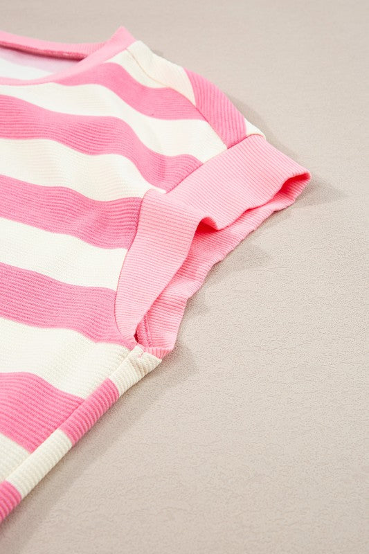 Stripe Cap Sleeve T-Shirt Dress