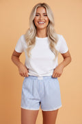 Gingham Plaid Lace Trim Buttoned Boxer Shorts