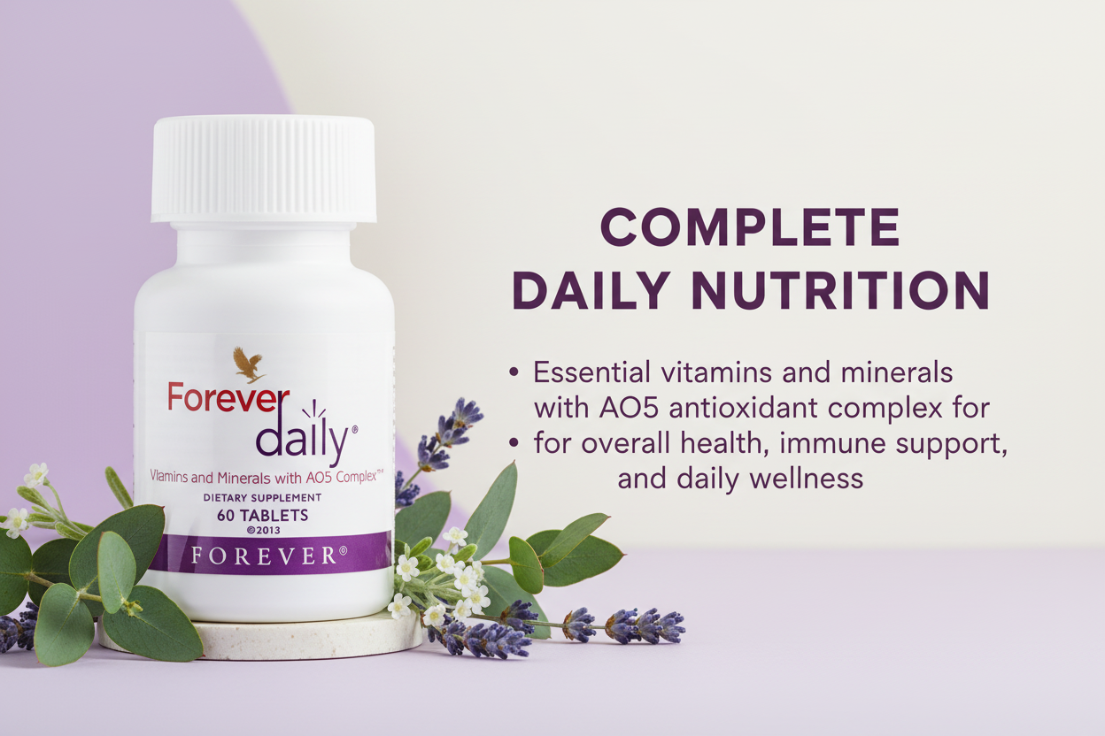Advanced multivitamin delivered with the power of aloe Perfectly balanced blend of 55 nutrients  Exclusive AOS Complex Gluten free