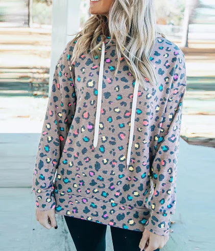 Fashionable Leopard Print Hooded Sweatshirt for Women