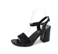 Style Open Toe Chunky Heel Rhinestone Pumps