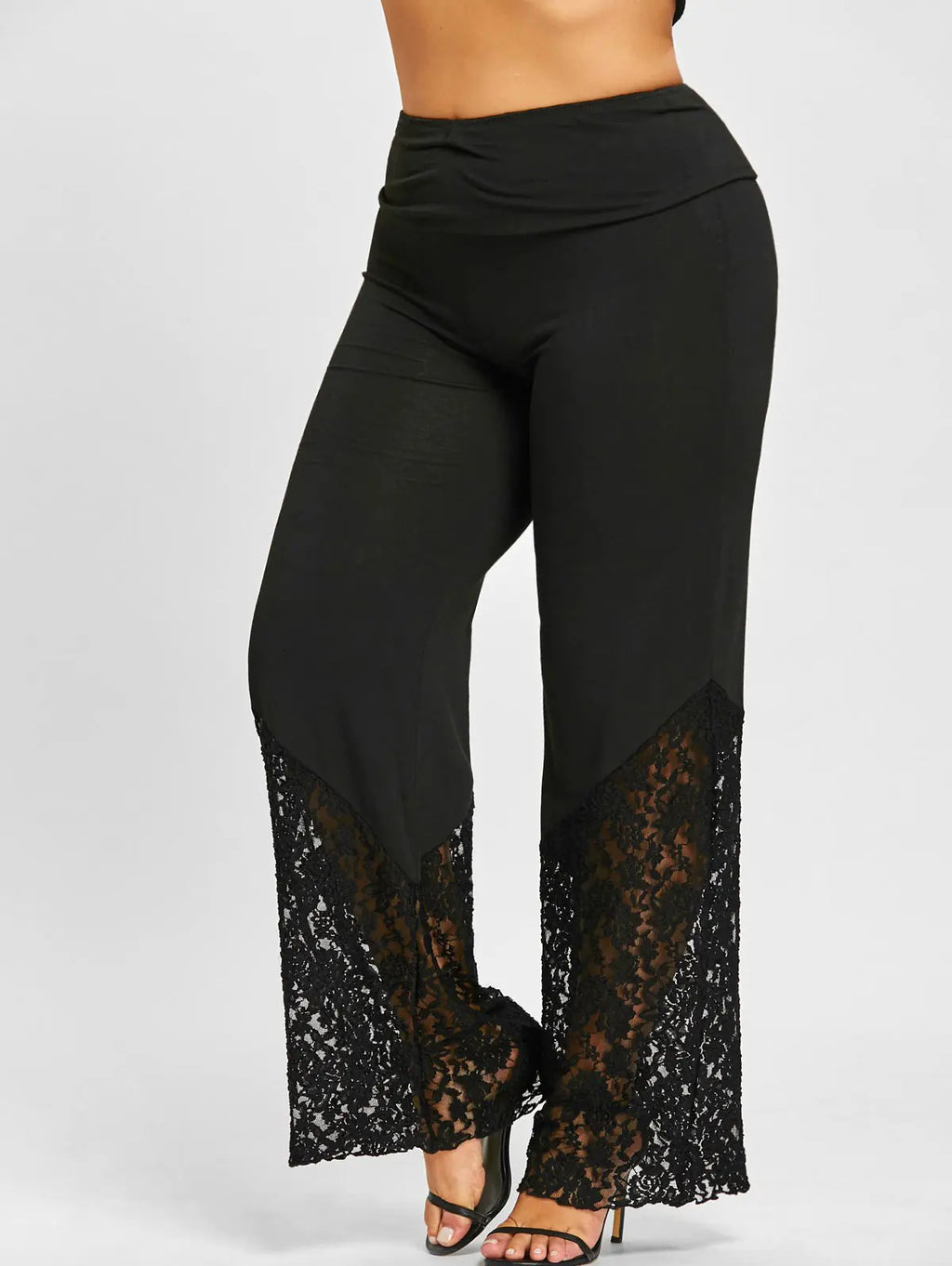 Plus Size Women's Casual Wide Leg Lace Pants