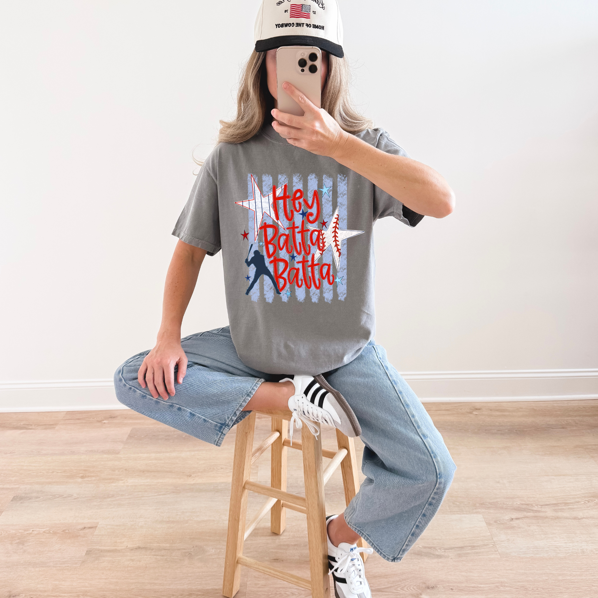 Hey Batta Batta Retro Baseball Graphic Tee
