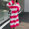 Striped Long Knitted Dress for Women