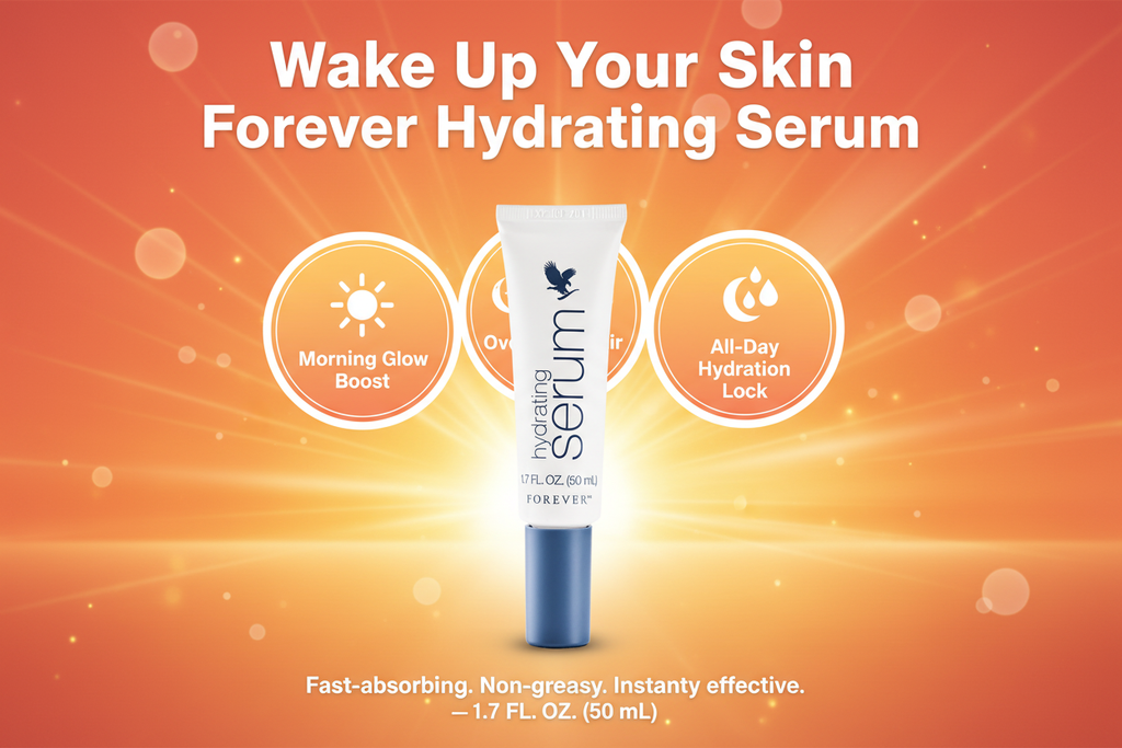 Forever’s hydrating serum fits perfectly into your routine to provide a powerful boost of hydration thanks to pure aloe vera and four types of hyaluronic acid.