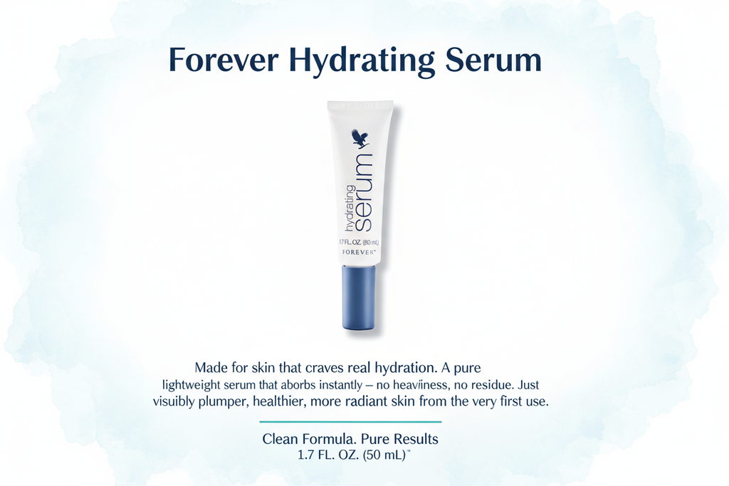 Forever’s hydrating serum fits perfectly into your routine to provide a powerful boost of hydration thanks to pure aloe vera and four types of hyaluronic acid.