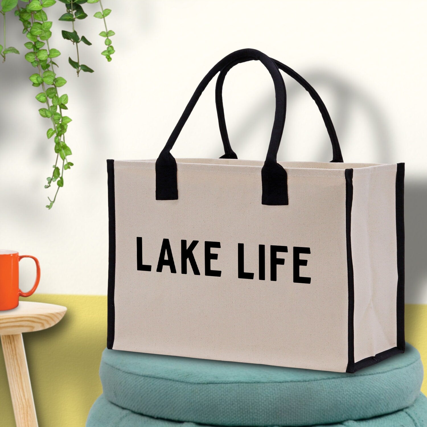Lake Life Tote Bag - Large Chic Tote Bag - Gift for Her - Girls Weekend Tote - Weekender Bag - Weekend Tote - Boat Bag - Lake Life Gift