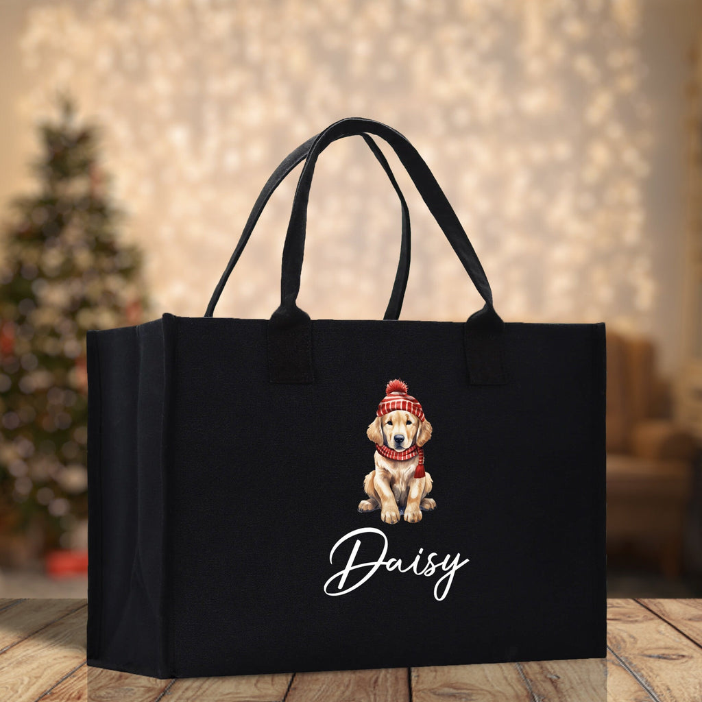Baby Golden Retriever Custom Name Custom Cotton Canvas Tote Bag Custom Pet Lover Gift Pet Portrait Bag Personalized Pet Owner Gift Tote Bag
