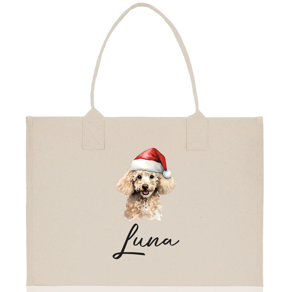 Poodle Dog Name Custom Cotton Canvas Tote Bag Custom Pet Lover Gift Pet Portrait Bag Personalized Pet Owner Gift Tote Bag