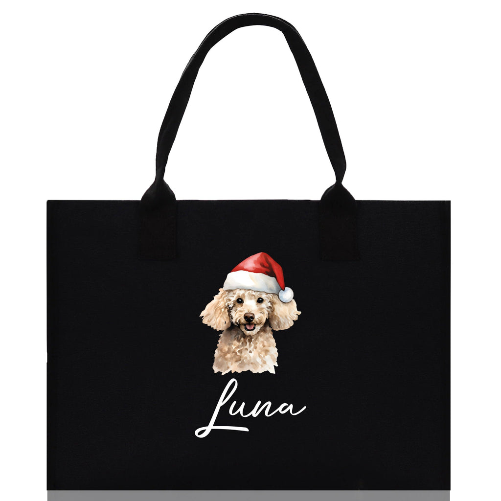 Poodle Dog Name Custom Cotton Canvas Tote Bag Custom Pet Lover Gift Pet Portrait Bag Personalized Pet Owner Gift Tote Bag