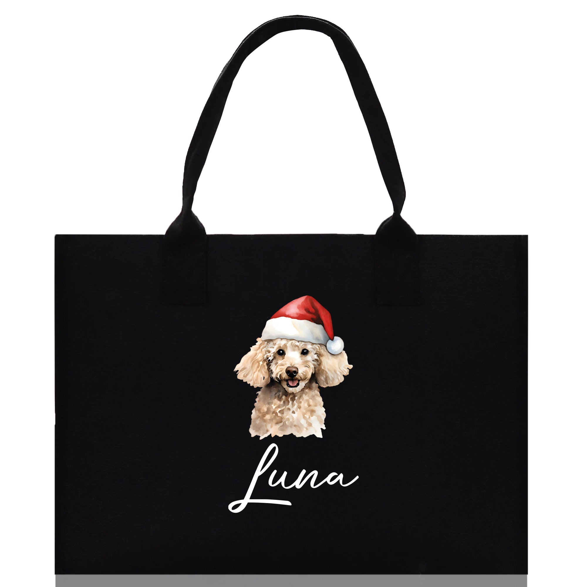 Poodle Dog Name Custom Cotton Canvas Tote Bag Custom Pet Lover Gift Pet Portrait Bag Personalized Pet Owner Gift Tote Bag