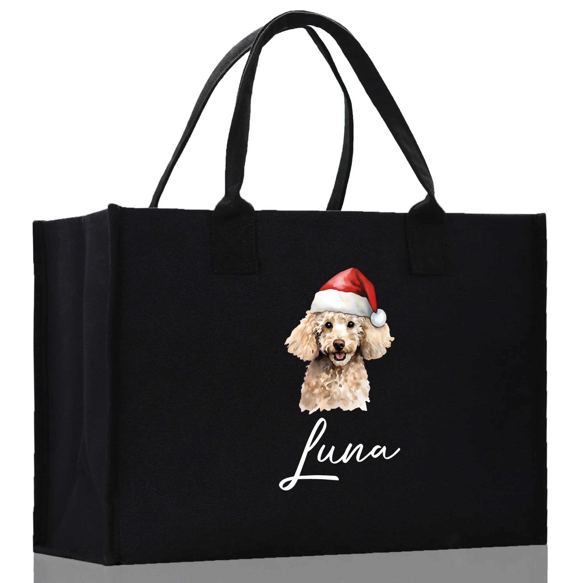 Poodle Dog Name Custom Cotton Canvas Tote Bag Custom Pet Lover Gift Pet Portrait Bag Personalized Pet Owner Gift Tote Bag