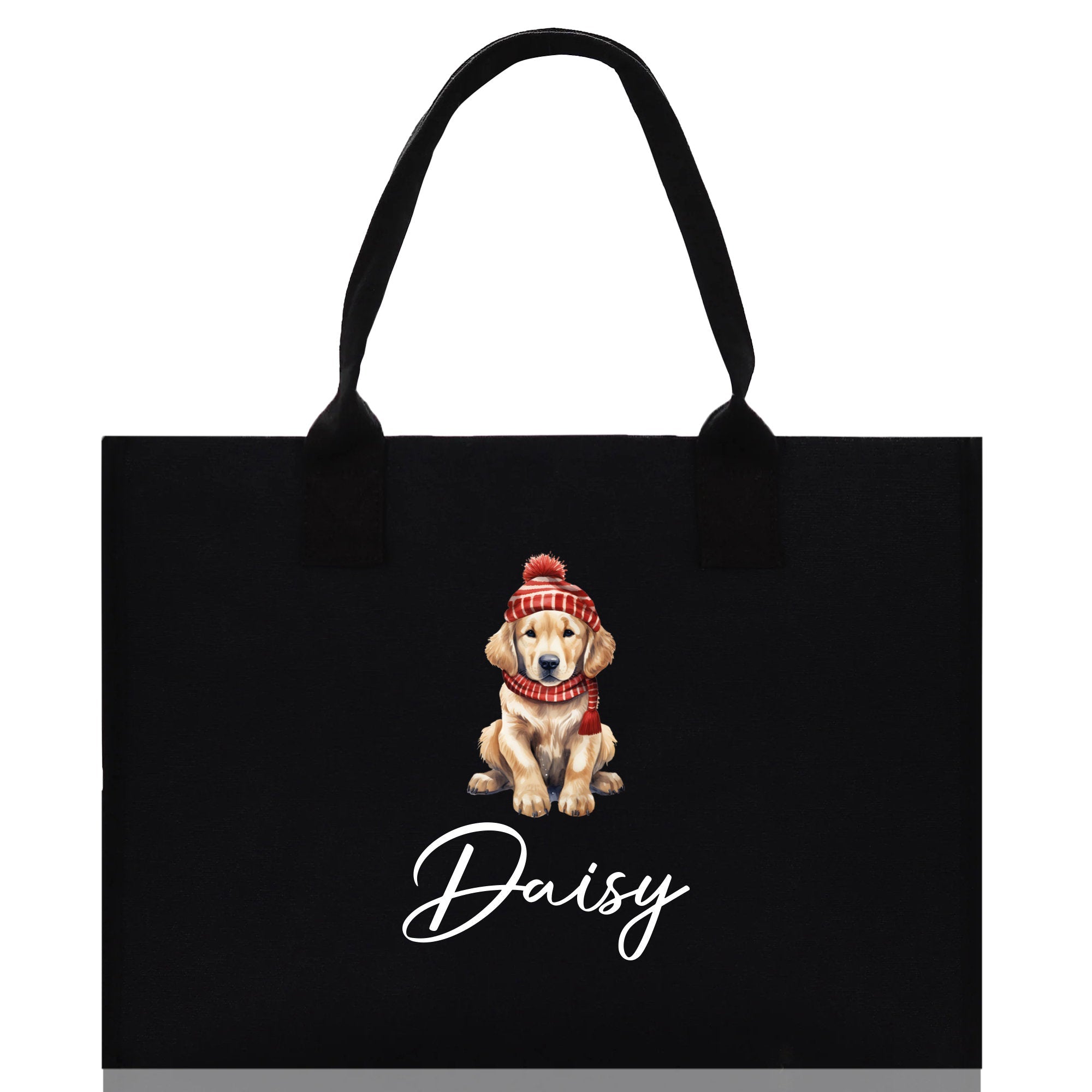 Baby Golden Retriever Custom Name Custom Cotton Canvas Tote Bag Custom Pet Lover Gift Pet Portrait Bag Personalized Pet Owner Gift Tote Bag
