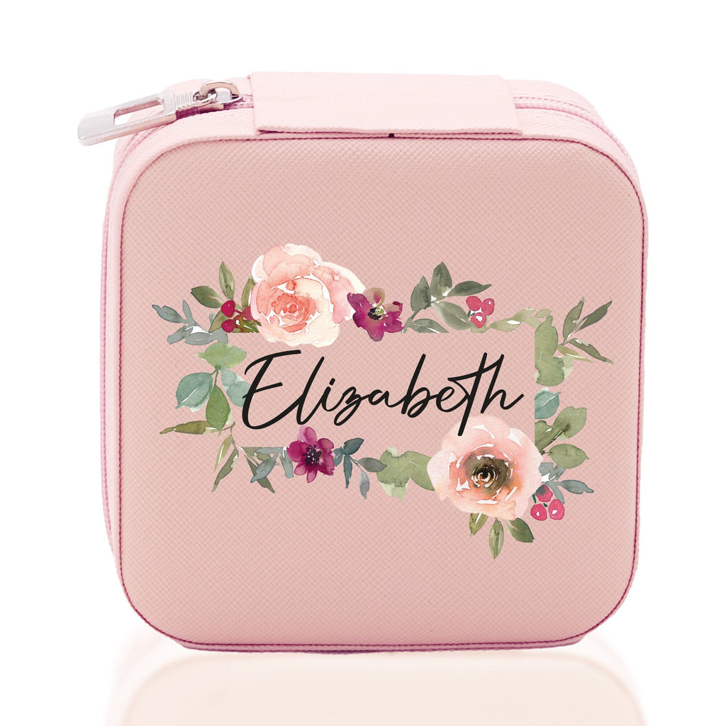 Floral Frame Custom Name Cotton Canvas Tote Bag Personalized Bridesmaid Gift Bag Wedding Birthday Gift Custom Name Tote Maid of Honor Gift