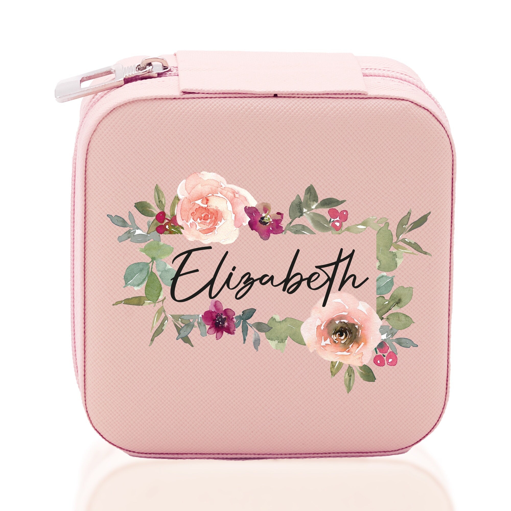 Floral Frame Custom Name Cotton Canvas Tote Bag Personalized Bridesmaid Gift Bag Wedding Birthday Gift Custom Name Tote Maid of Honor Gift