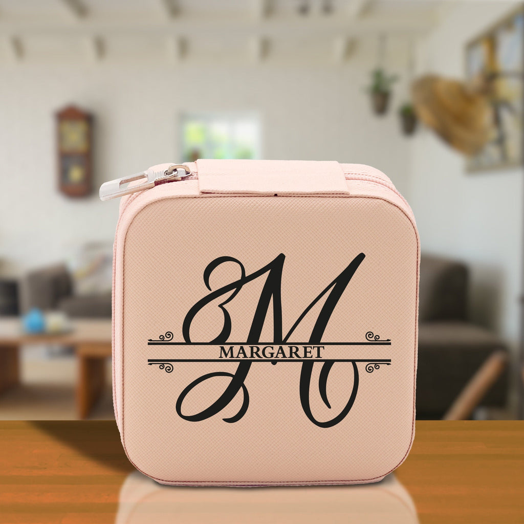 Split Initial and Name Custom Cotton Canvas Tote Bag Personalized Initial Tote Birthday Gift Wedding Gift Jewelry Box Frosted Can Glass Set