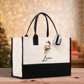 Poodle Custom Name Dog Cotton Canvas Tote Bag Custom Pet Lover Gift Pet Portrait Bag Personalized Pet Owner Gift Tote Bag