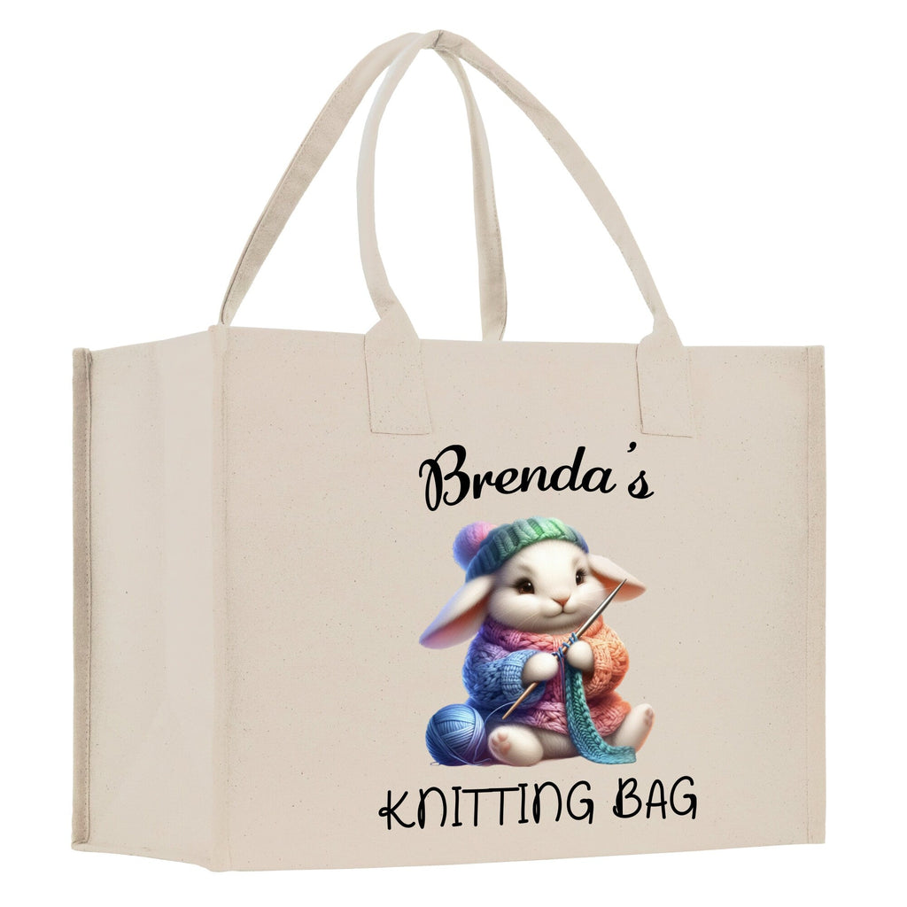 Personalized Knitting Cotton Canvas Tote Bag Custom Grandma Kitting Bag Yarn Custom Crochet Bag Mother's Day Gift Knitting Gift