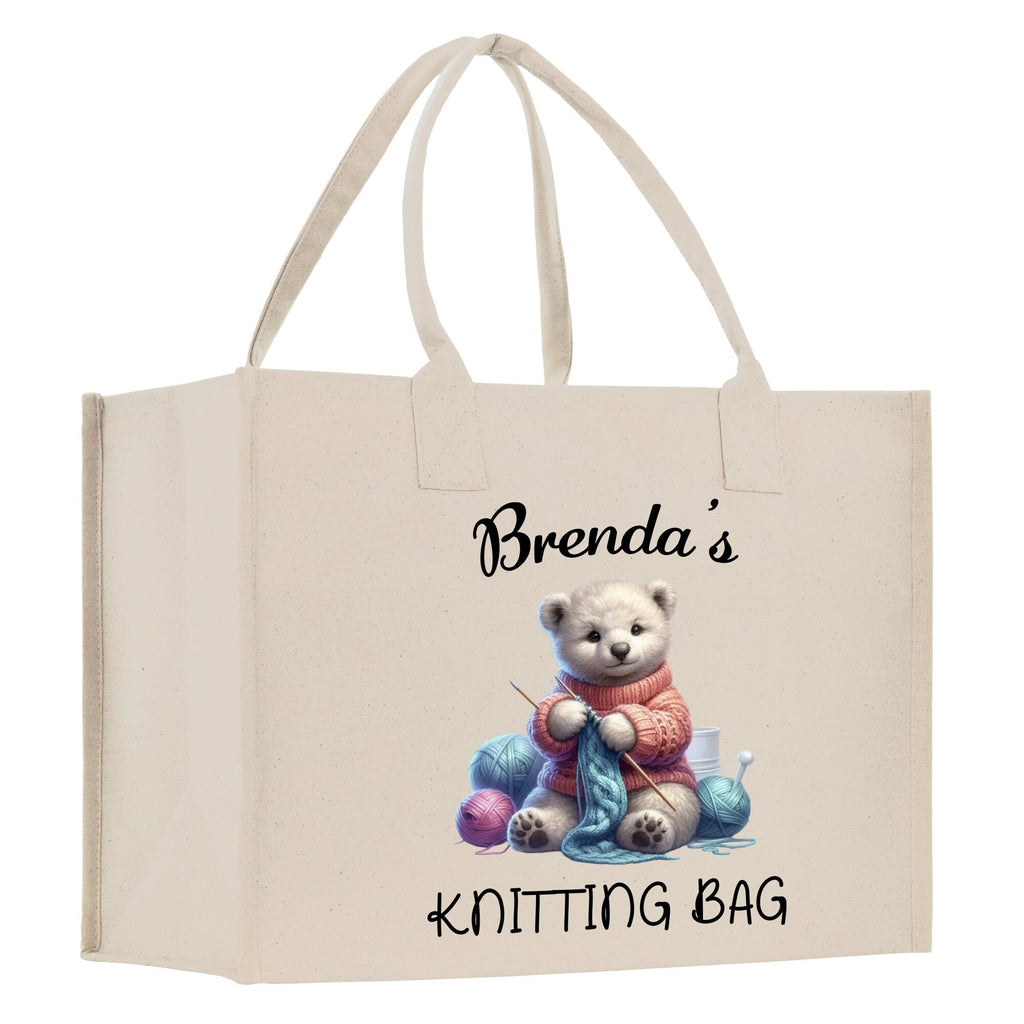 Personalized Knitting Cotton Canvas Tote Bag Custom Grandma Kitting Bag Yarn Custom Crochet Bag Mother's Day Gift Knitting Gift