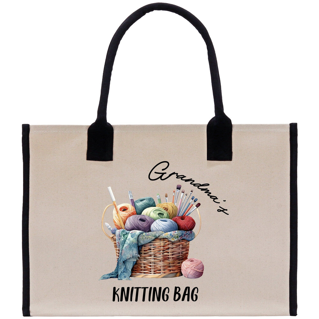 Personalized Knitting Cotton Canvas Tote Bag Custom Grandma Kitting Bag Yarn Custom Crochet Bag Mother's Day Gift Knitting Gift