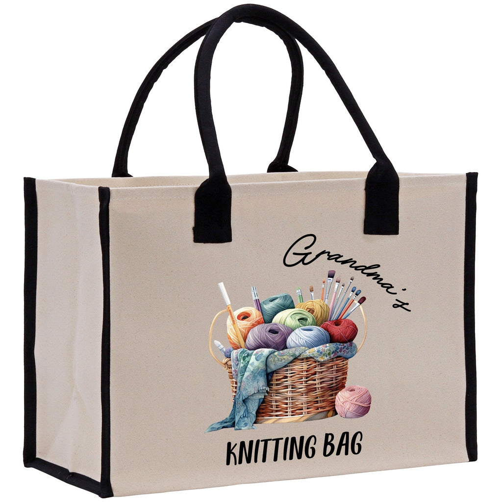 Personalized Knitting Cotton Canvas Tote Bag Custom Grandma Kitting Bag Yarn Custom Crochet Bag Mother's Day Gift Knitting Gift