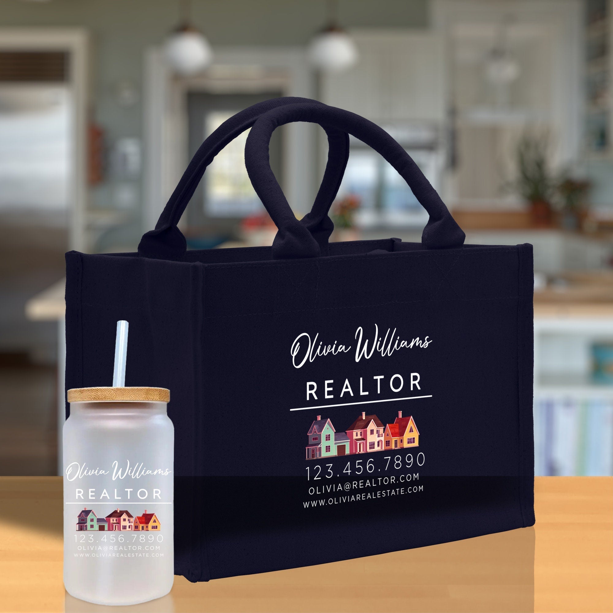 Realtor Tote Bag Personalized Business Tote Bag Custom Real Estate Agent Gift Bulk Business Logo Realtor Swag Real Estate Tote Bag