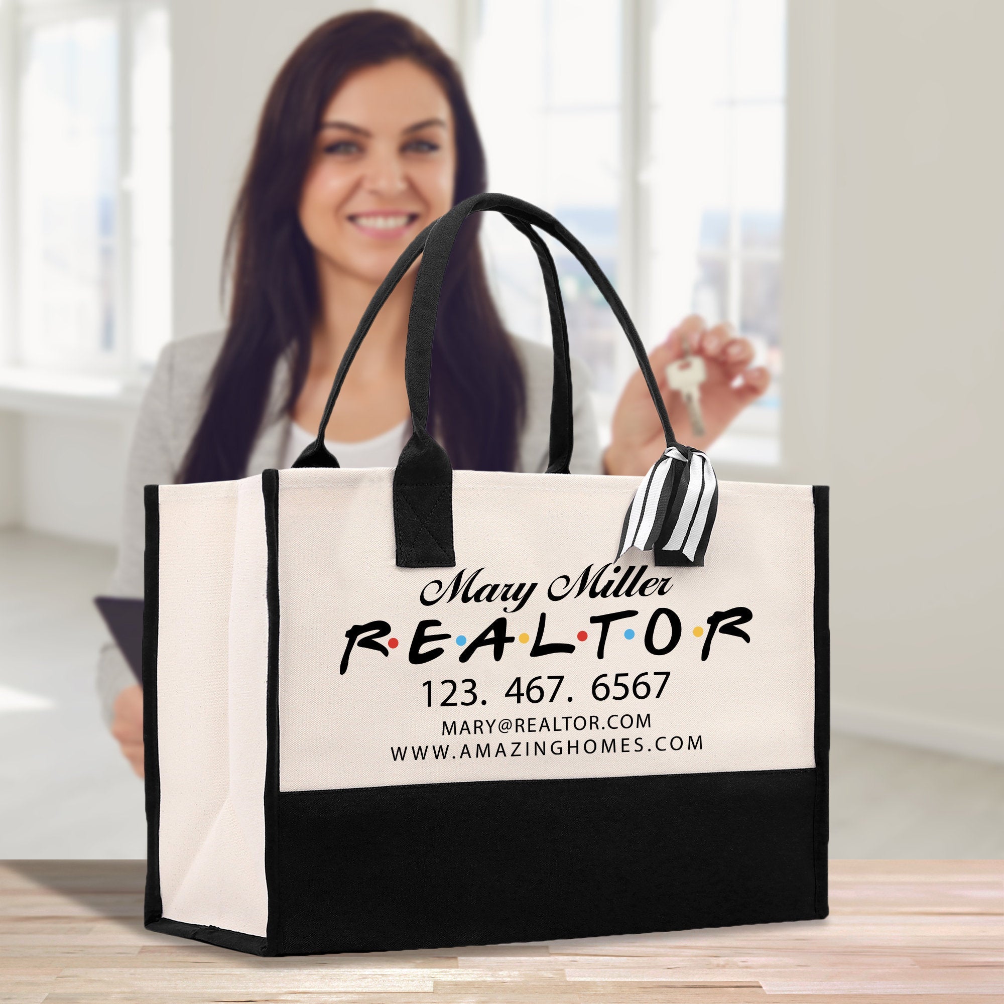 Realtor Tote Bag Personalized Business Tote Bag Custom Real Estate Agent Gift Bulk Business Logo Realtor Swag Real Estate Tote Bag