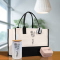 Personalized Kids and Grandkids Name Cotton Canvas Tote Bag Custom Flower Tote Bag Gift for Mom Gift for Grandma Birth Month Grandkids Name