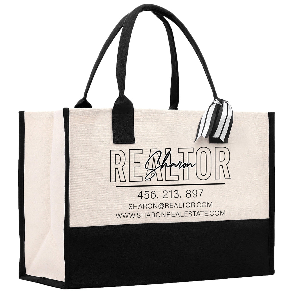 Realtor Tote Bag Personalized Business Tote Bag Custom Real Estate Agent Gift Bulk Business Logo Realtor Swag Real Estate Tote Bag