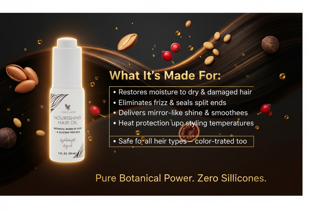 Forever™ Nourishing Hair Oil | Botanical Aloe + 6 Silicone-Free Oils