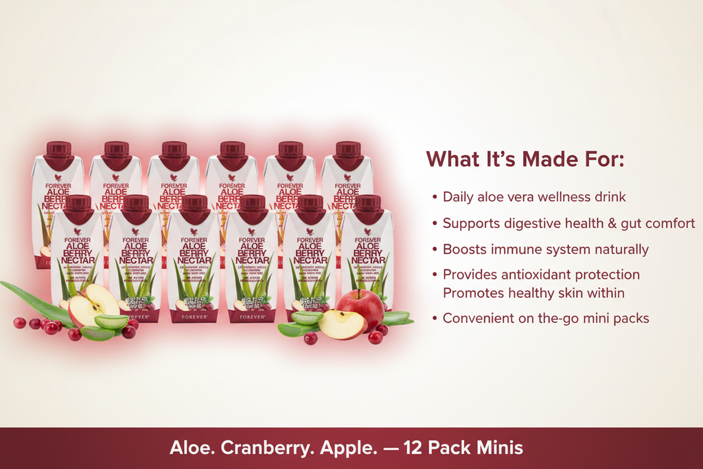 Forever™ Aloe Berry Nectar Minis | Cranberry-Apple Aloe Vera Gel Drink — 12 Pack